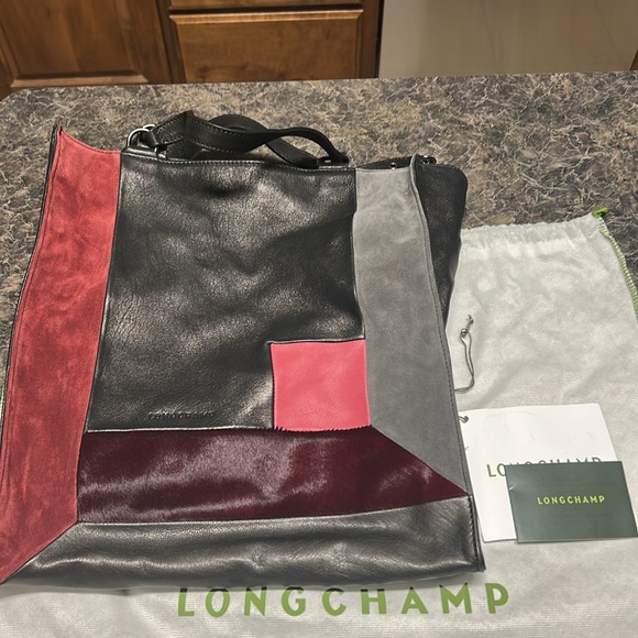 Longchamp - Leather & Suede multi color tote with pockets. NWOT - Picture 10 of 11